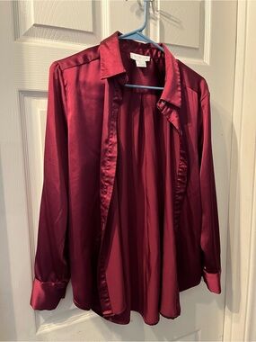 Rachel Zoe Satin purple button down shirt
